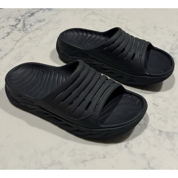 Hoka ONE ONE Ora Recovery Slide Sandals Black Mens Size 10 Slides - Picture 1 of 8